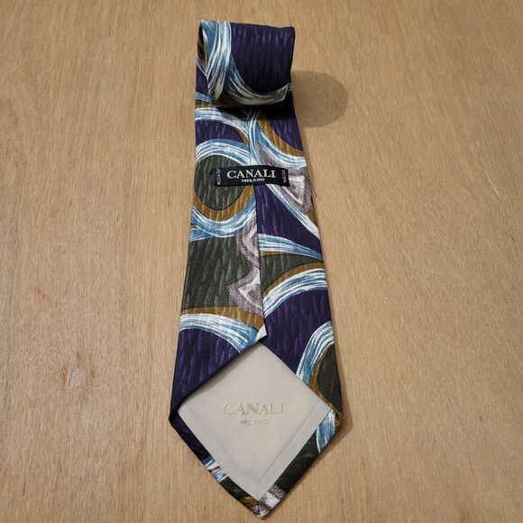 Canali Milano Mens Tie Necktie Artsy Silk Italy 4” x 57.5 to 58” Flaw!! - Picture 5 of 14